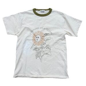 Samuel Zelig "Greenwood Folk Festival" Size Small Embroidered Art Ringer TeeFLAW